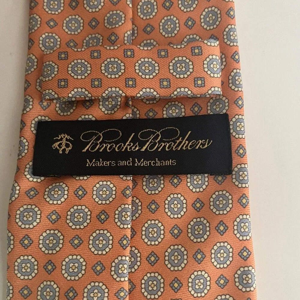 Brooks Brothers Orange Floral Medallion Silk Tie